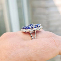 Feminine Elegance With Statement – Couture-Style Oval Sapphire Wedding Ring