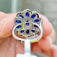 Feminine Elegance With Statement – Couture-Style Oval Sapphire Wedding Ring