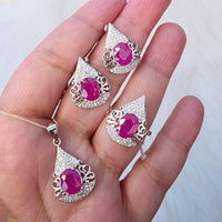Monarch Ruby Jewelry Set – Regal Ring, Earrings & Pendant Trio