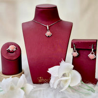 Feminine Charm Rhodochrosite Necklace, Ring & Earrings Set