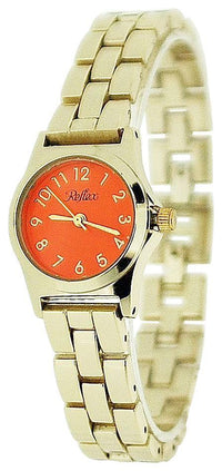 Reflex Ladies Analogue Orange Dial Yellow Tone Metal Bracelet Strap Watch LB109 NEEDS BATTERY
