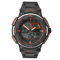 Sekonda Mens Dual Time Black Rubber Strap Watch SK1163