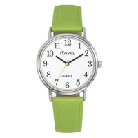 Ravel Ladies Classic White Dial Green Leather Strap Watch R0140.21.2