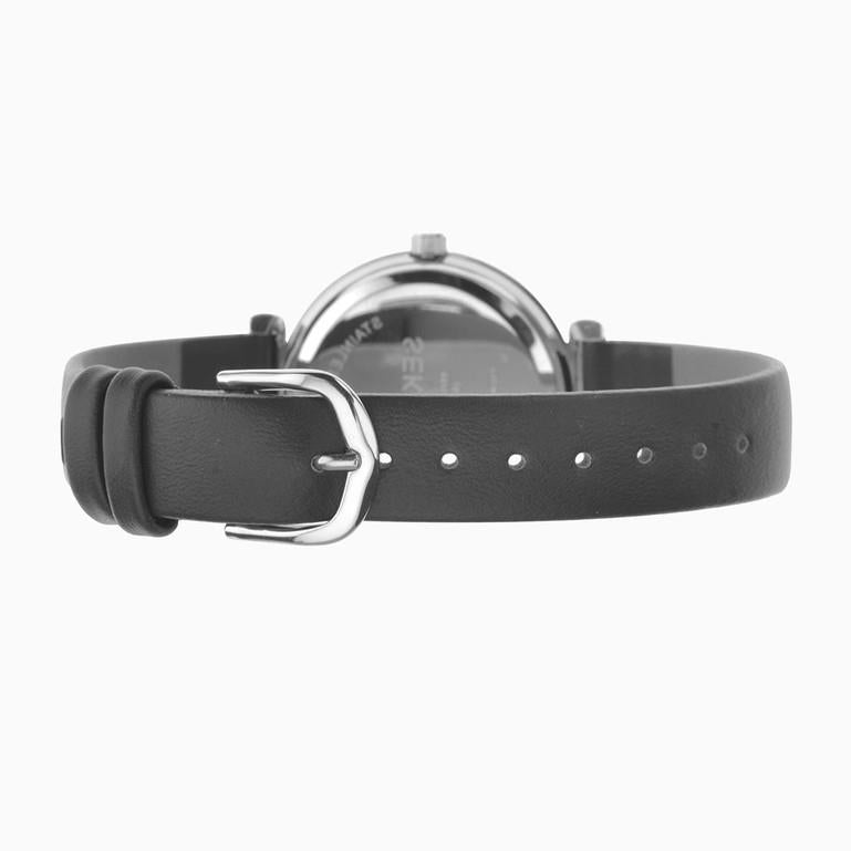 Sekonda Womens Grey Dial Silver Case & Black Leather Strap Watch