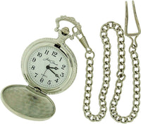 Jakob Strauss DAD Classic Silver Tone & 12 Inch Brass Chain Pocket Watch - CLEARANCE NEEDS RE-BATTERY