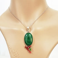 Pine green pendant with malachite, peridot & Coral in high quality silver ready available at Nafisa Designs, Manchester UK. Free Global Shipping!
For Inquiries Call or WhatsApp: +447878581702 OR +96567725075