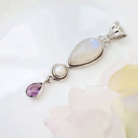 Mystic Grace Pendant - Moonstone, Pearl & Amethyst