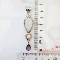 Mystic Grace Pendant - Moonstone, Pearl & Amethyst