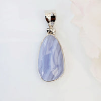 Blue Agate Pendant made in high-quality Silver ready available at Nafisa Designs. Manchester, UK. Free Global Shipping!