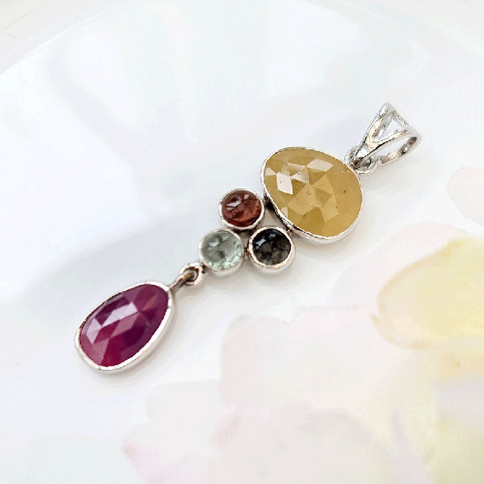 Ruby & Tourmaline made in 925 Silver by Nafisa Designs. Manchester UK. Free Global Shipping!