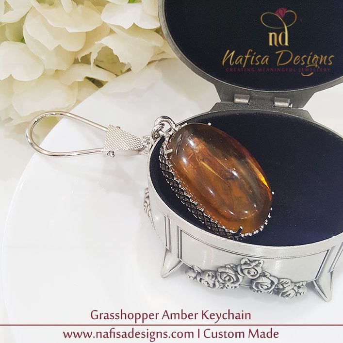 Grasshopper Amber Keychain