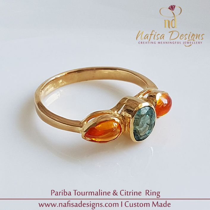 Pariba Tourmaline and Citrine Ring