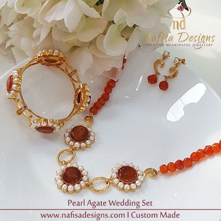 Pearl Agate Wedding Set