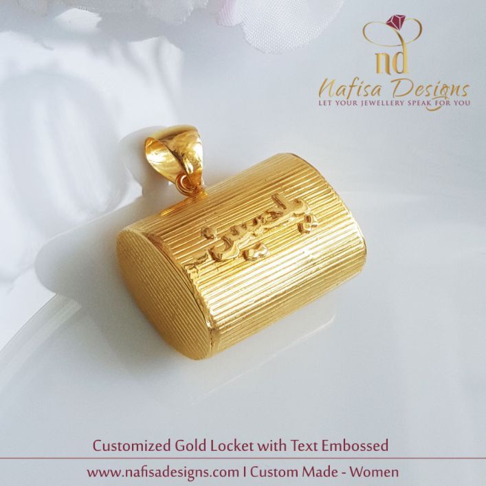 Customized Gold Locket with Text 