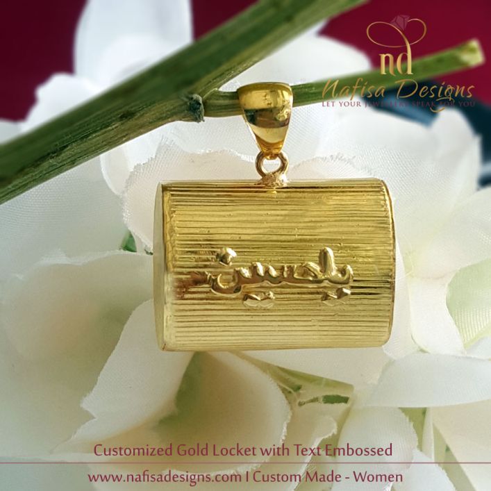 Customized Gold Locket with Text 