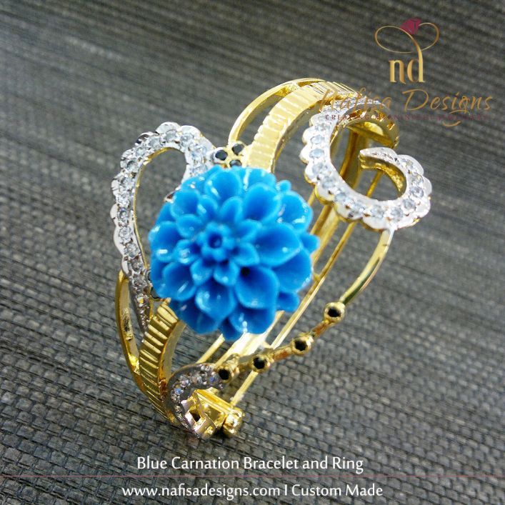Blue Carnation Bracelet and Ring