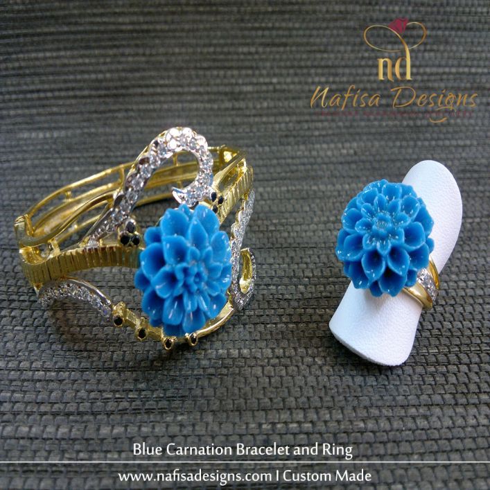 Blue Carnation Bracelet and Ring