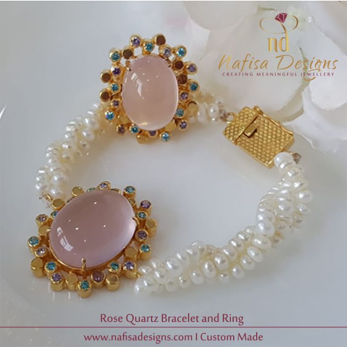 Rose Quartz Bracelet and Ring