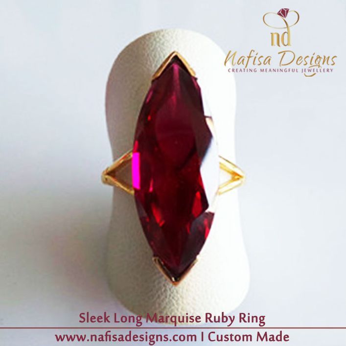 Sleek Long Marquise Ruby Ring
