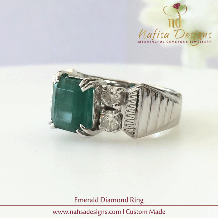 Emerald Diamond Men Ring
