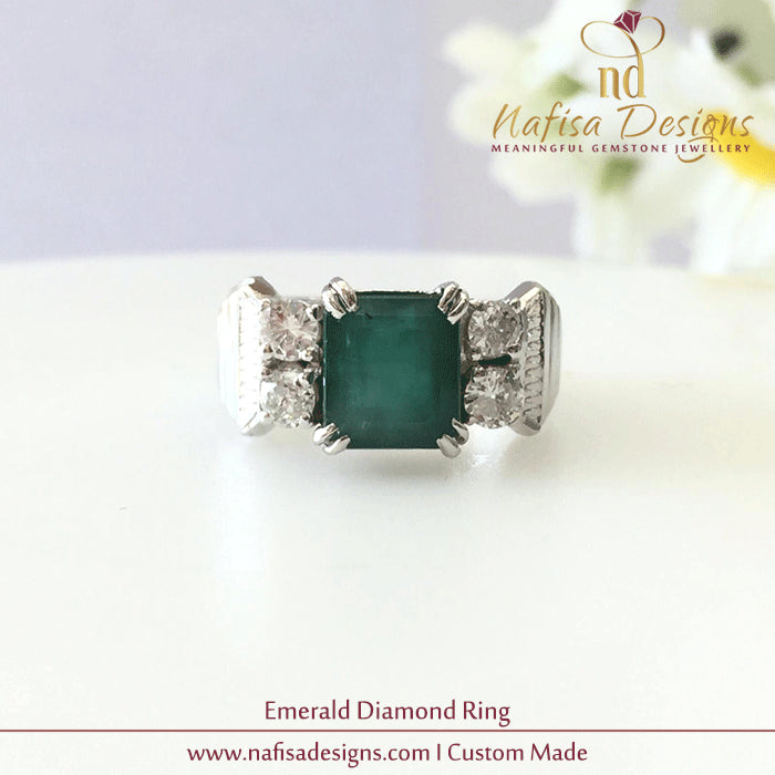 Emerald Diamond Men Ring