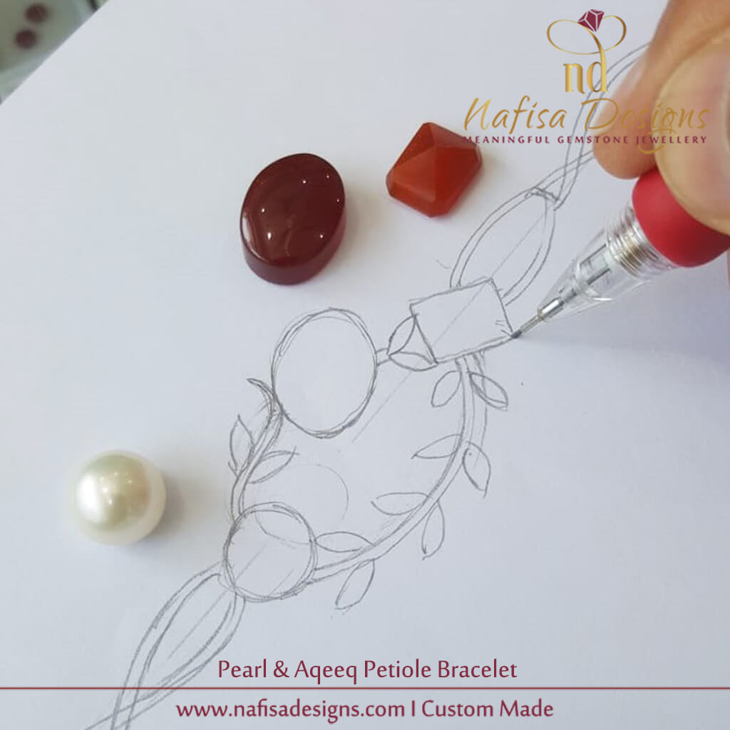 Pearl & Aqeeq Petiole Bracelet