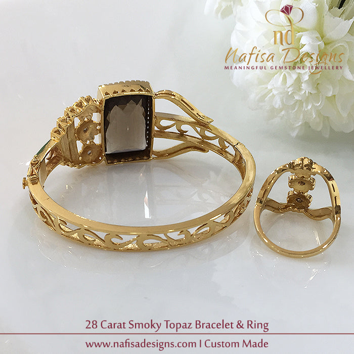 28 Ct Smoky Topaz Bracelet & Ring