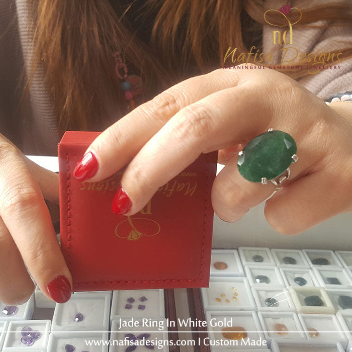 Bold Jade Ring In White Gold