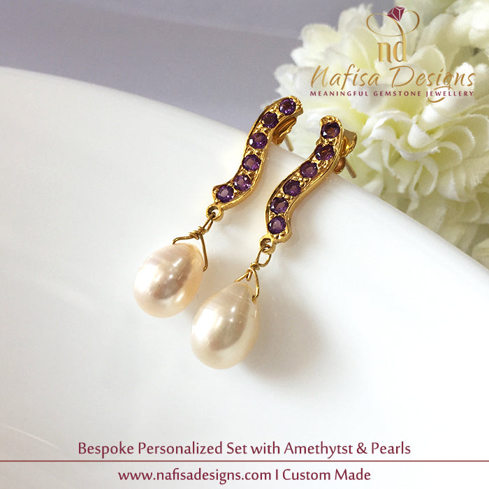 Bespoke Personalized Set In Amethyst & Pearl