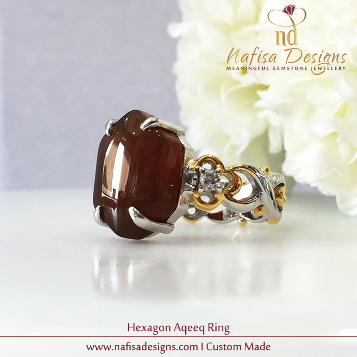 Hexagon Aqeeq Ring