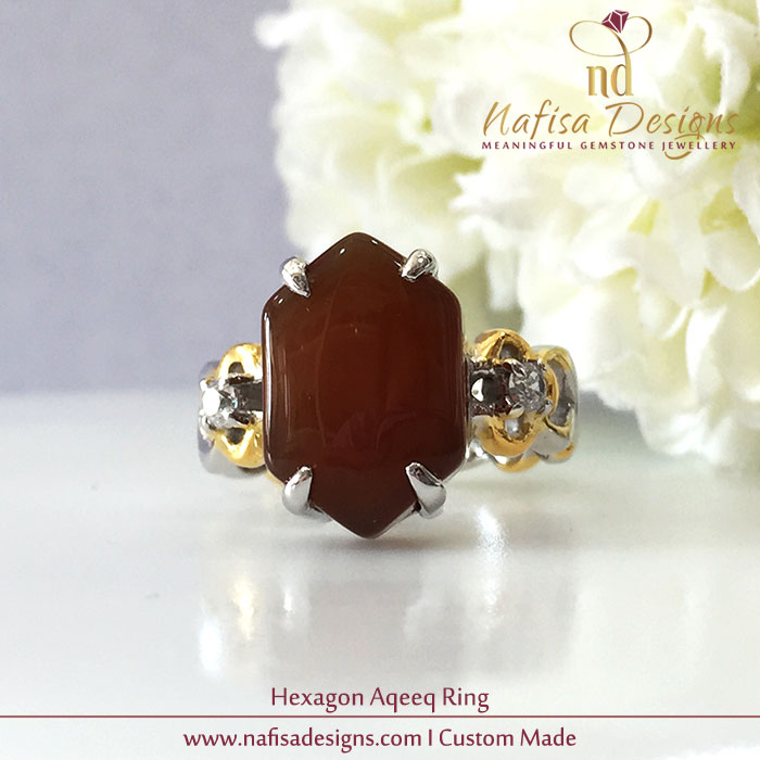 Hexagon Aqeeq Ring