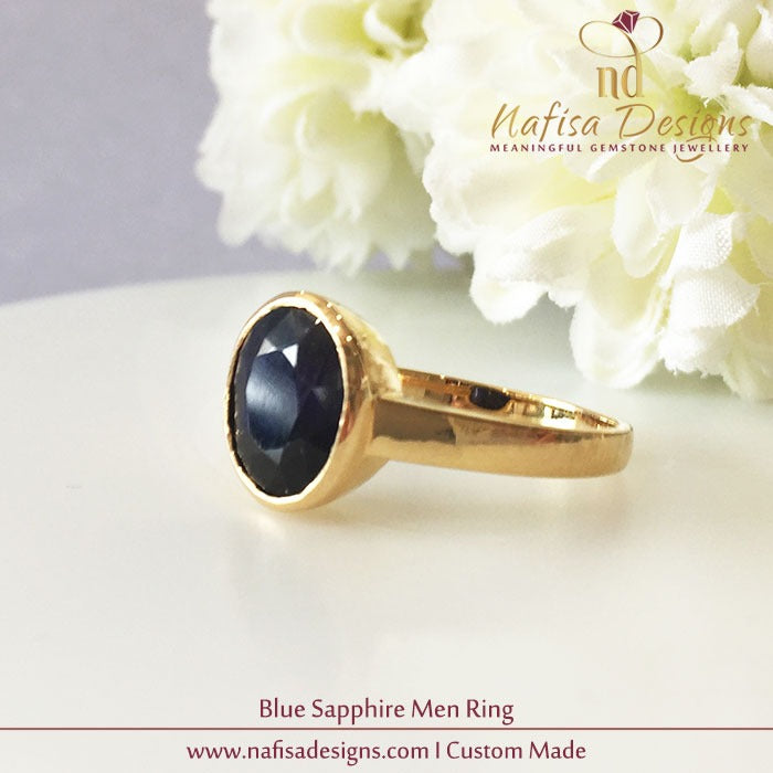 Navy Blue Sapphire Men Ring