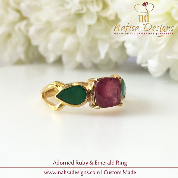Adorned Ruby & Emerald Ring