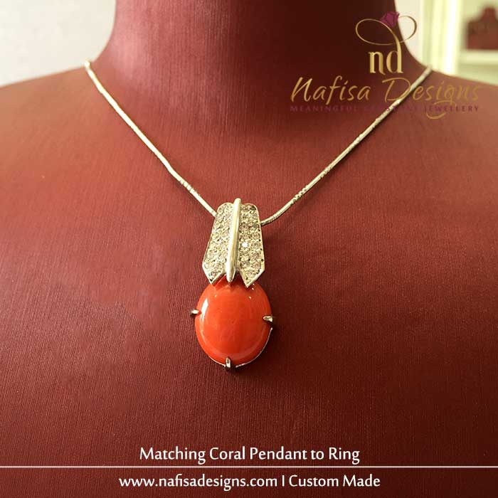 Matching coral pendant to ring