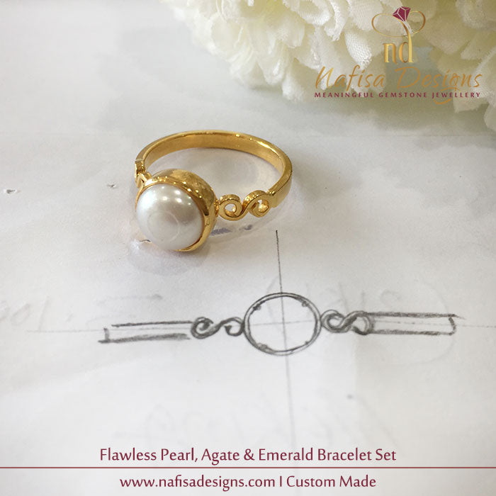 Flawless Pearl, Agate & Emerald Bracelet Set