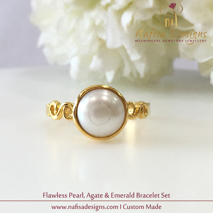 Flawless Pearl, Agate & Emerald Bracelet Set
