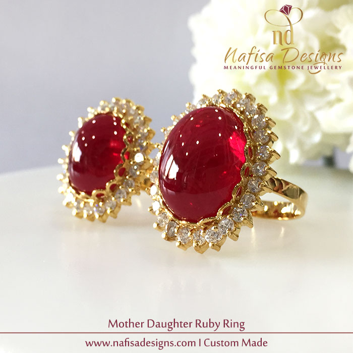 Mother daughter Ruby Ring