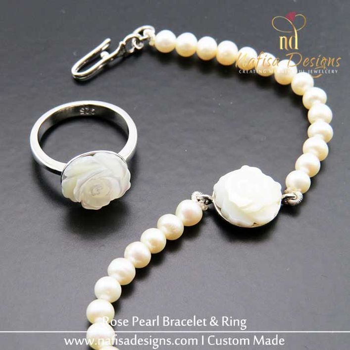 Rose Pearl Bracelet & Ring