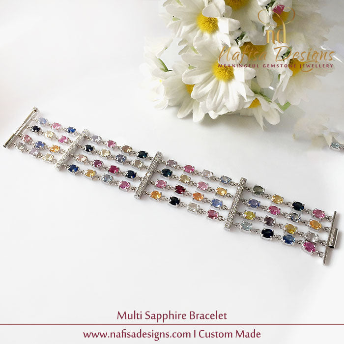 Multi - Coloured Sapphire Bracelet