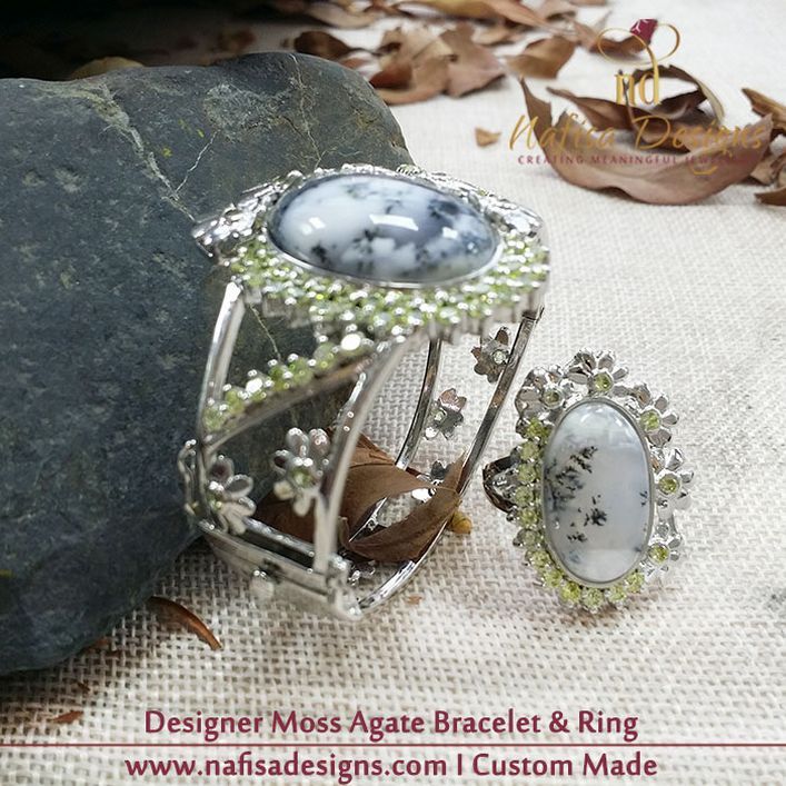 Moss Agate Bracelet & Ring