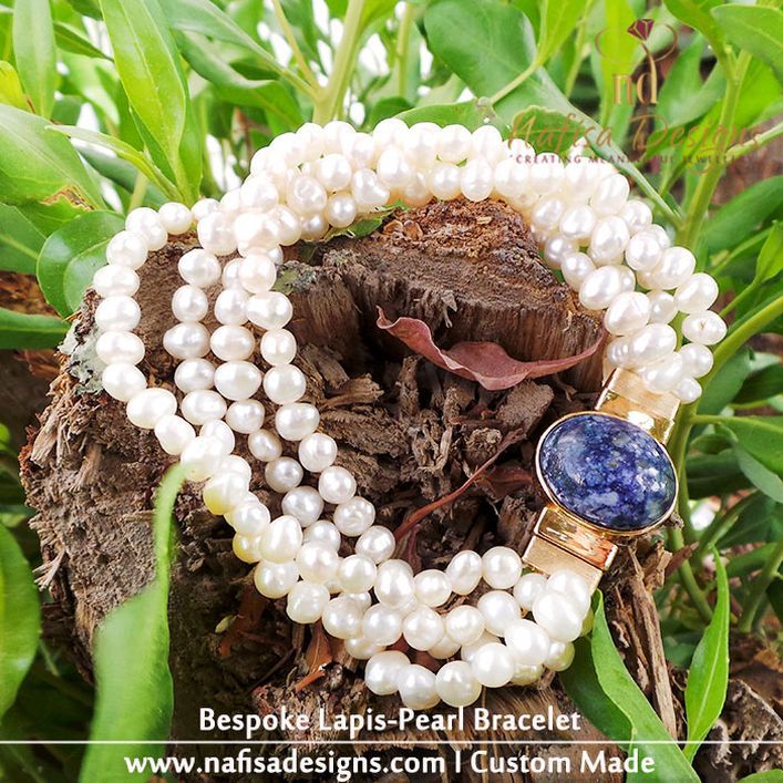 Bespoke Lapis-Pearl Bracelet
