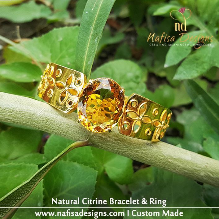Natural Citrine Bracelet & Ring