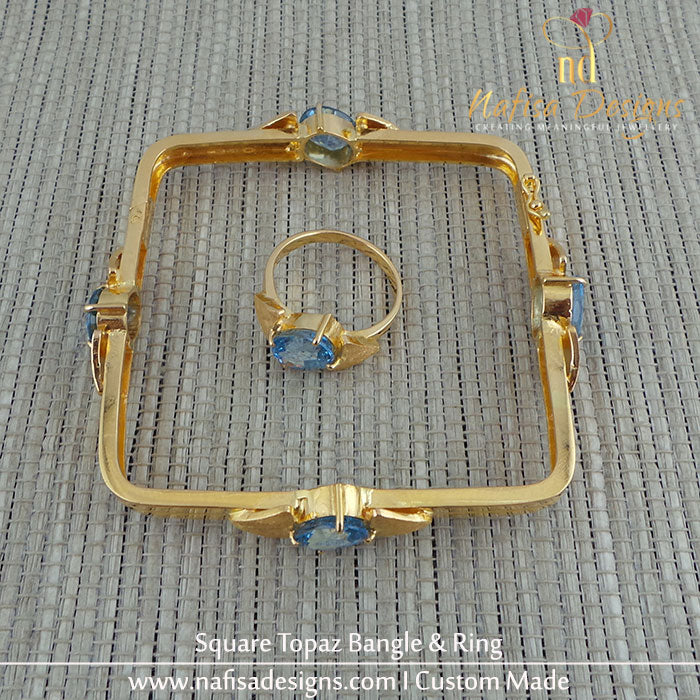 Square Topaz Bangle and Ring
