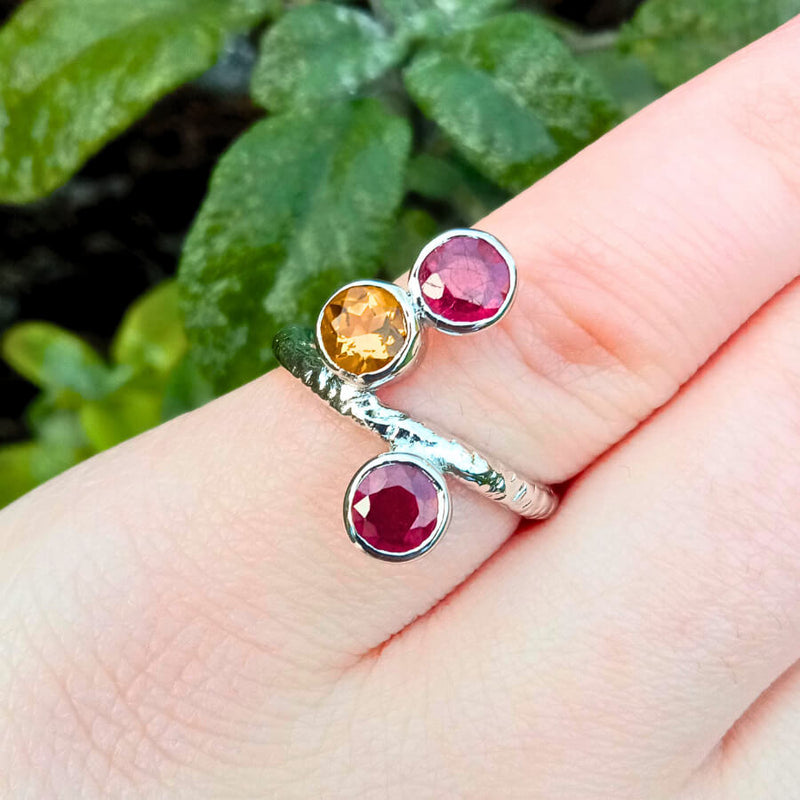 Side view of the Crimson Sunburst Ring
