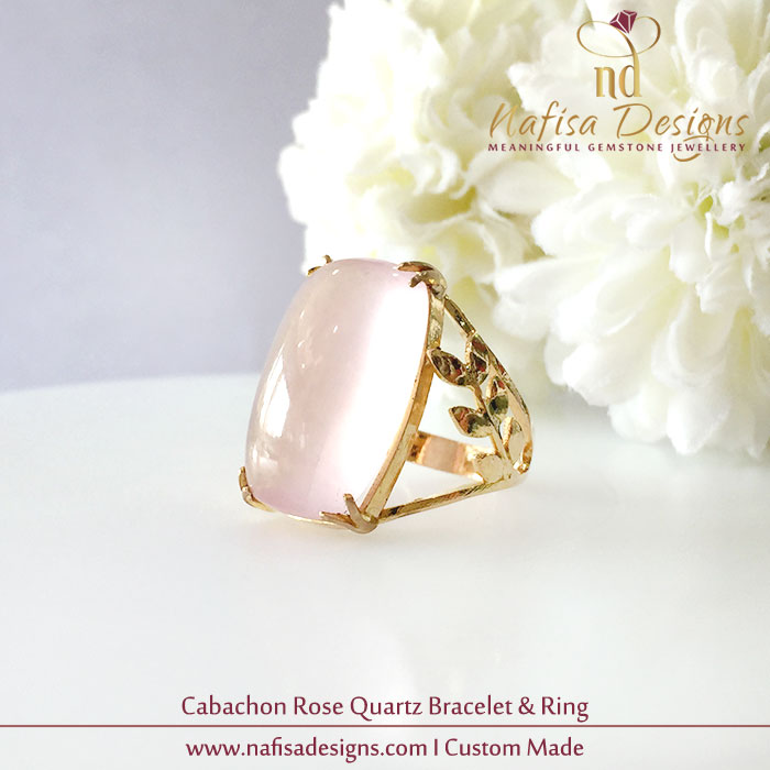 Cabachon Rose Quartz Bracelet & Ring