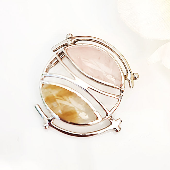 Divine Duo Pendant - Rutile Quartz &Rutile Quartz Pendant made in 925 Silver by Nafisa Designs. Manchester UK. Free Global Shipping!