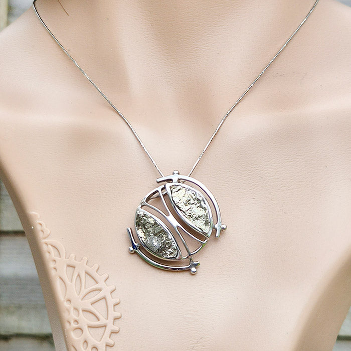 Pyrite Pendant made in 925 Silver by Nafisa Designs. Manchester UK. Free Global Shipping!
