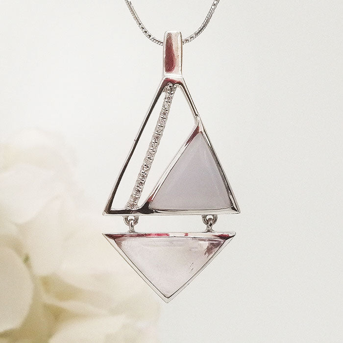 Tranquil Blossom Pendant - Chalcedony & Rose Qaurtz