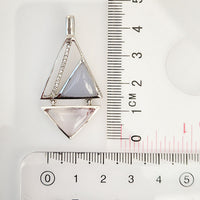 Chalcedony & Rose Quartz Pendant made in 925 Silver by Nafisa Designs. Manchester UK. Free Global Shipping!