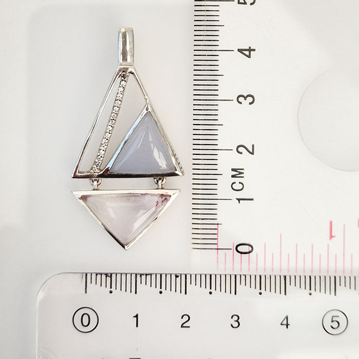 Chalcedony & Rose Quartz Pendant made in 925 Silver by Nafisa Designs. Manchester UK. Free Global Shipping!